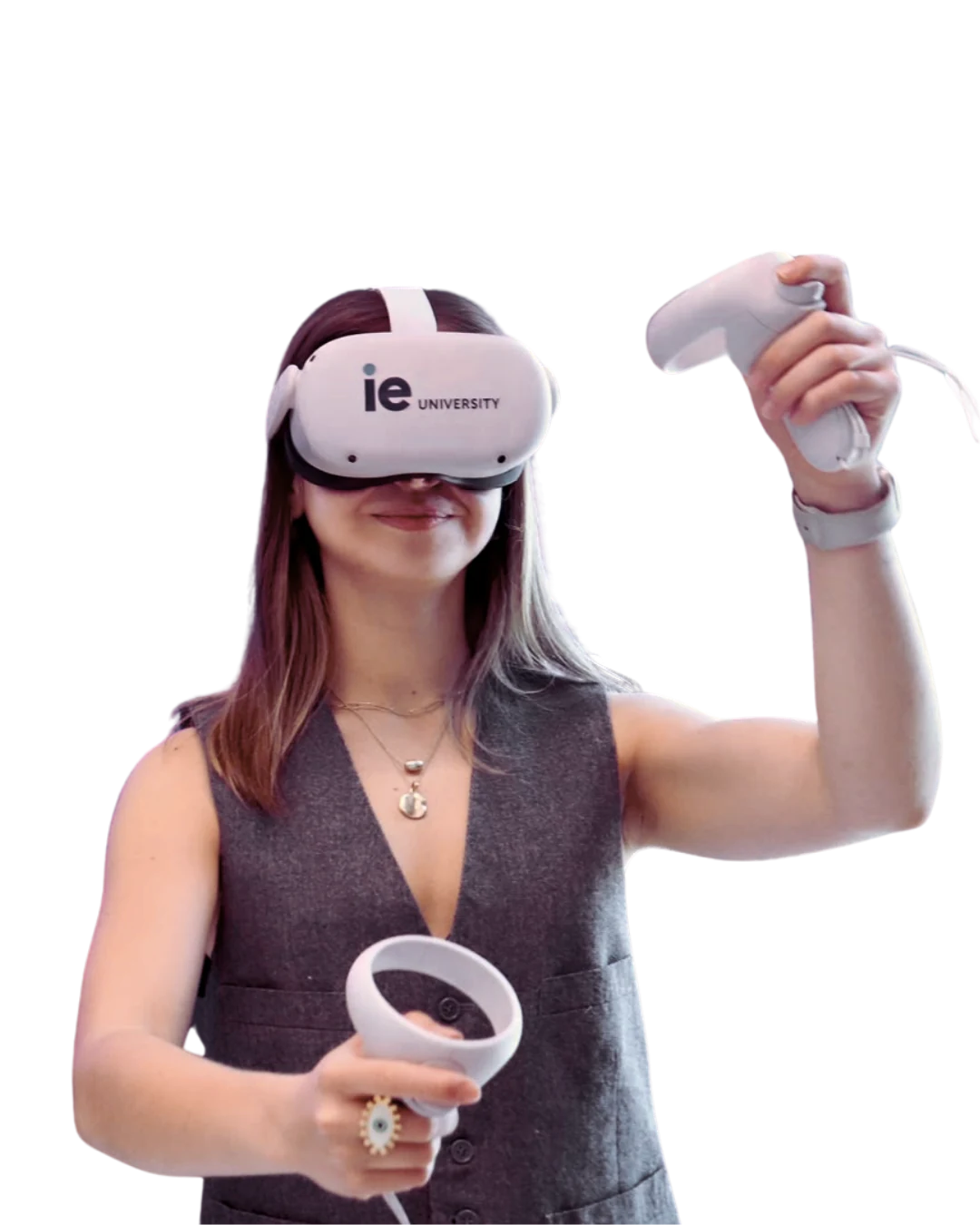 Wearing a VR headset